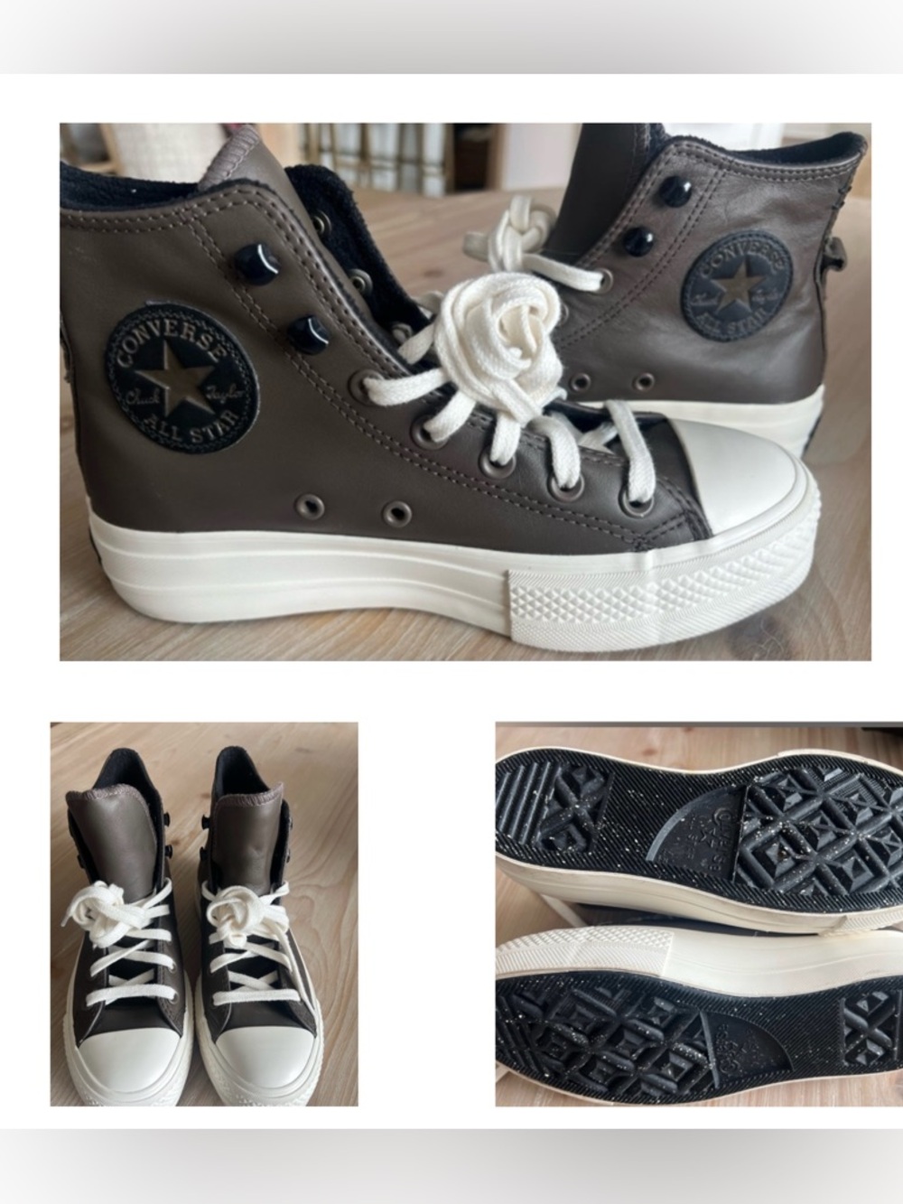 New Converse Platform High Top Sneakers Brown Leather 6.5